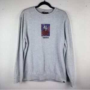 Vans Rose Skeletal Thumbs Up Pullover Gray Sweatshirt Sz L